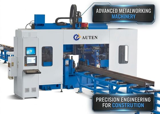 55KW টোটাল পাওয়ার Cnc I বিম ড্রিলিং সয়িং প্রসেসিং মেশিন লাইন 3 টুল ম্যাগাজিন